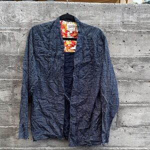 Naked & Famous Denim Navy Patterned Shirt Jacket